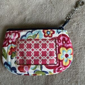 Vera Bradley HOPE GARDEN CLIP ZIP ID Coin Change Key Case for Purse orTote Bag